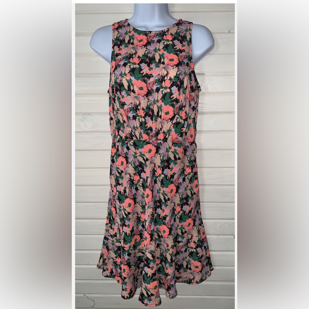 J Crew Floral Sleeveless Dress - Pink and Black